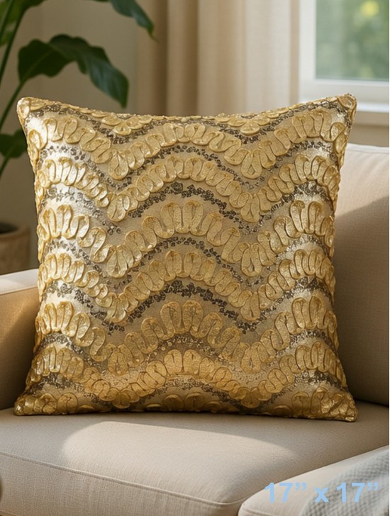 WAVE SEQUINS DESIGN CUSHION COVER & FILLER